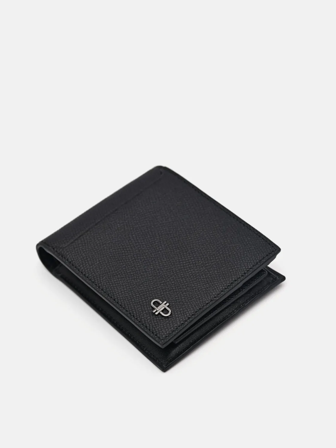 Leather Bi-Fold Wallet with Insert - Black