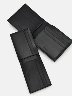 Leather Bi-Fold Wallet with Insert - Black
