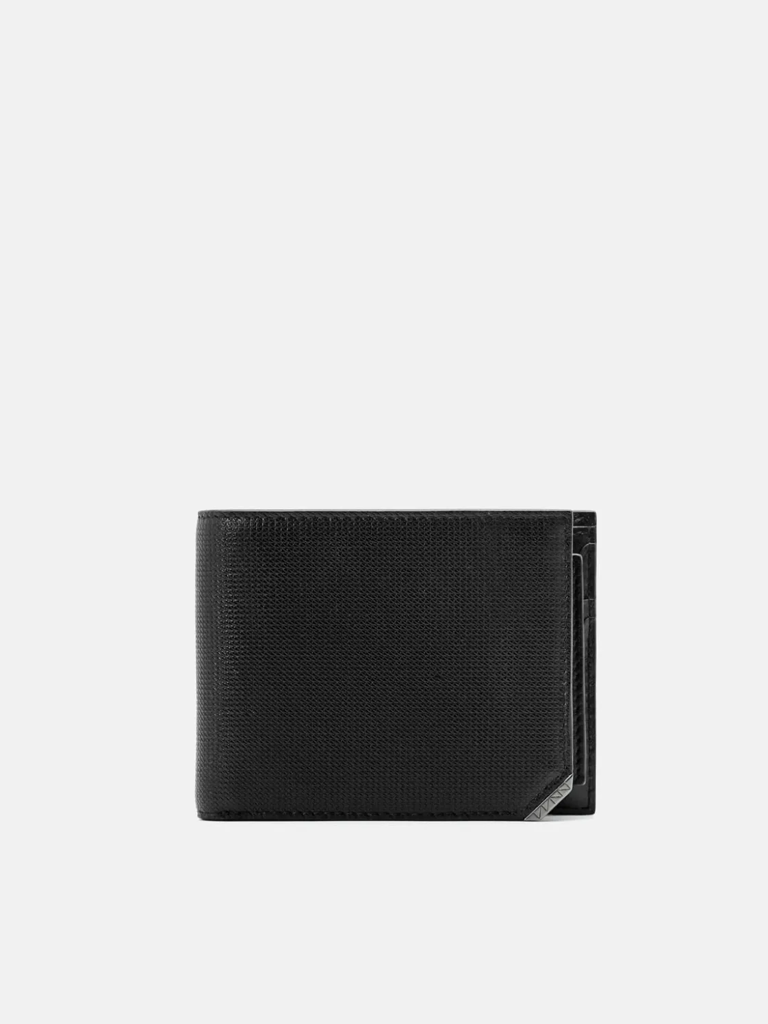 Leather Bi-Fold Wallet with Insert in Pixel - Black