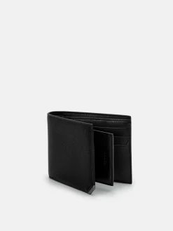 Leather Bi-Fold Wallet with Insert in Pixel - Black