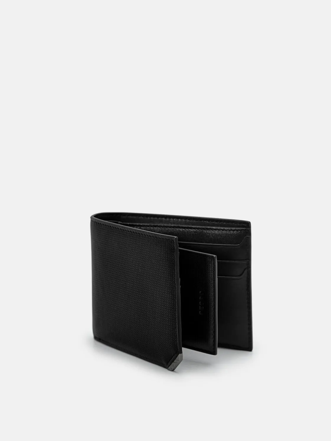 Leather Bi-Fold Wallet with Insert in Pixel - Black