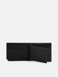 Leather Bi-Fold Wallet with Insert in Pixel - Black