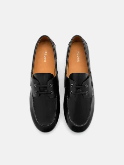 Leather Boat Shoes - Black