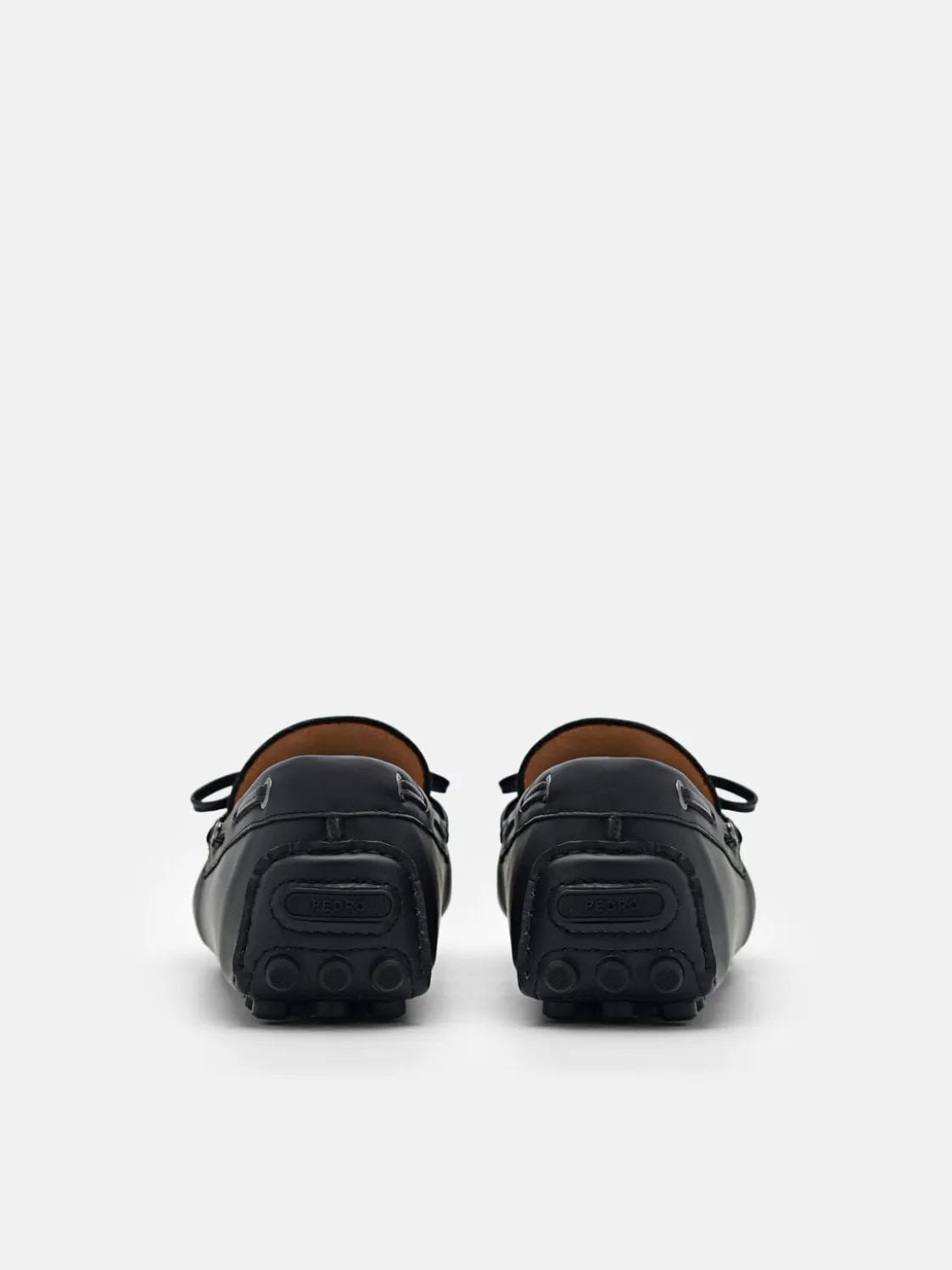 Leather Bow Driving Shoes - Black