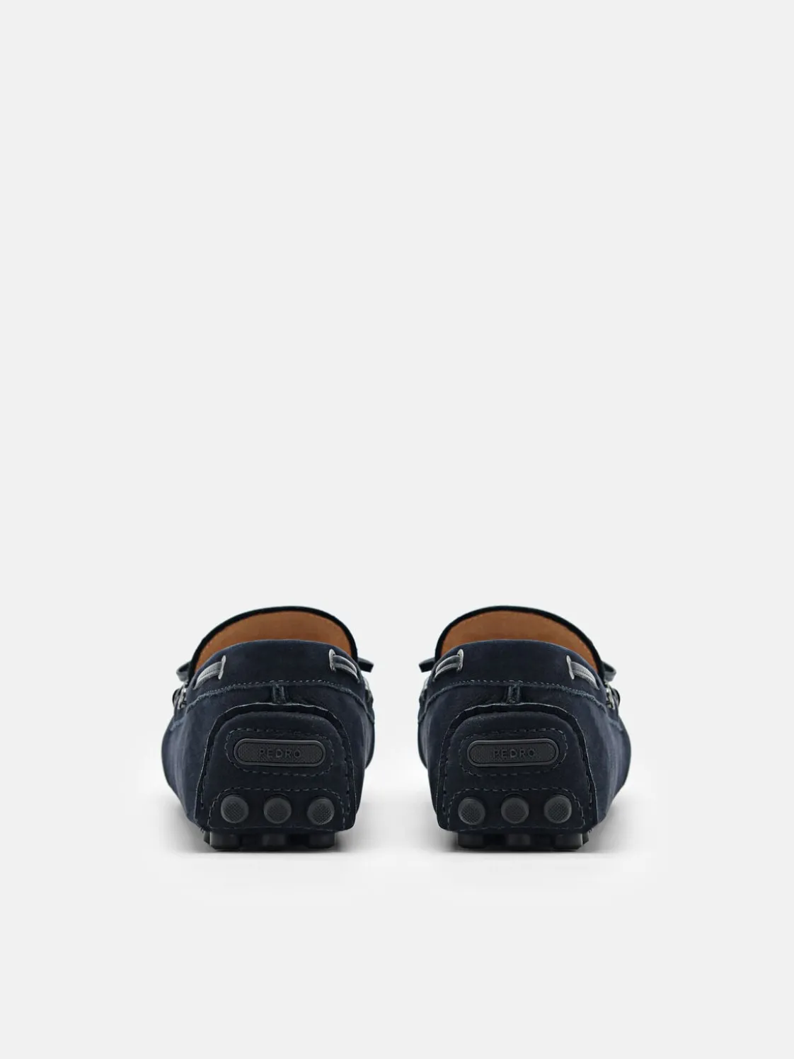Leather Bow Driving Shoes - Navy
