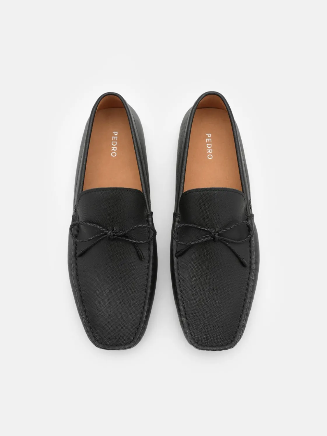 Leather Bow Driving Shoes - Black
