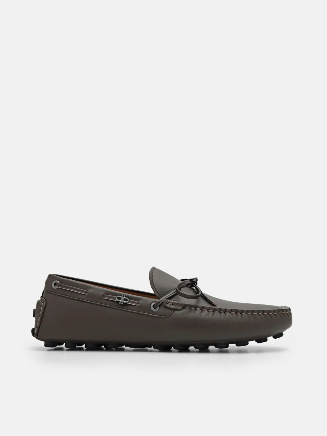 Leather Bow Driving Shoes - Dark Brown