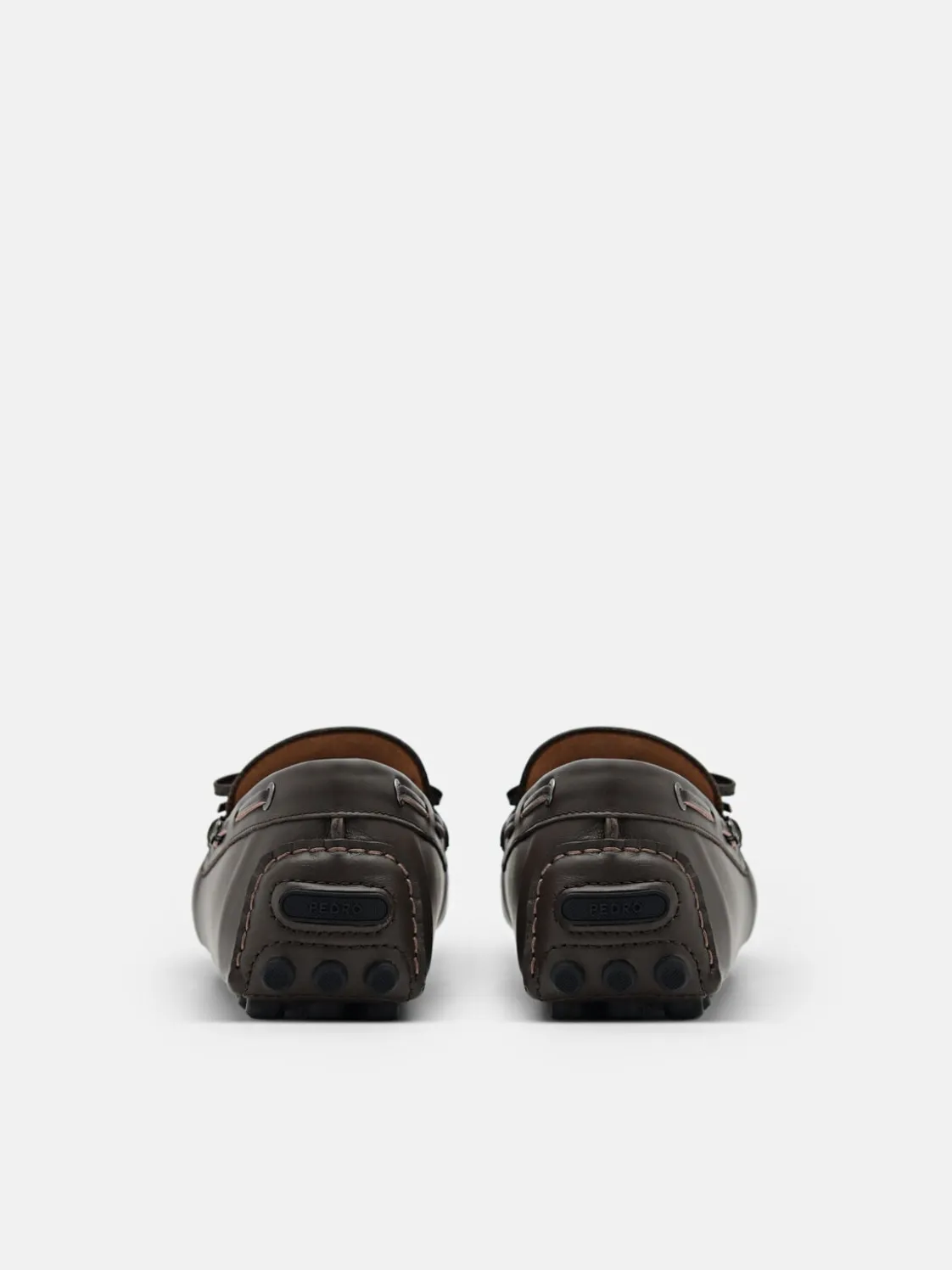 Leather Bow Driving Shoes - Dark Brown