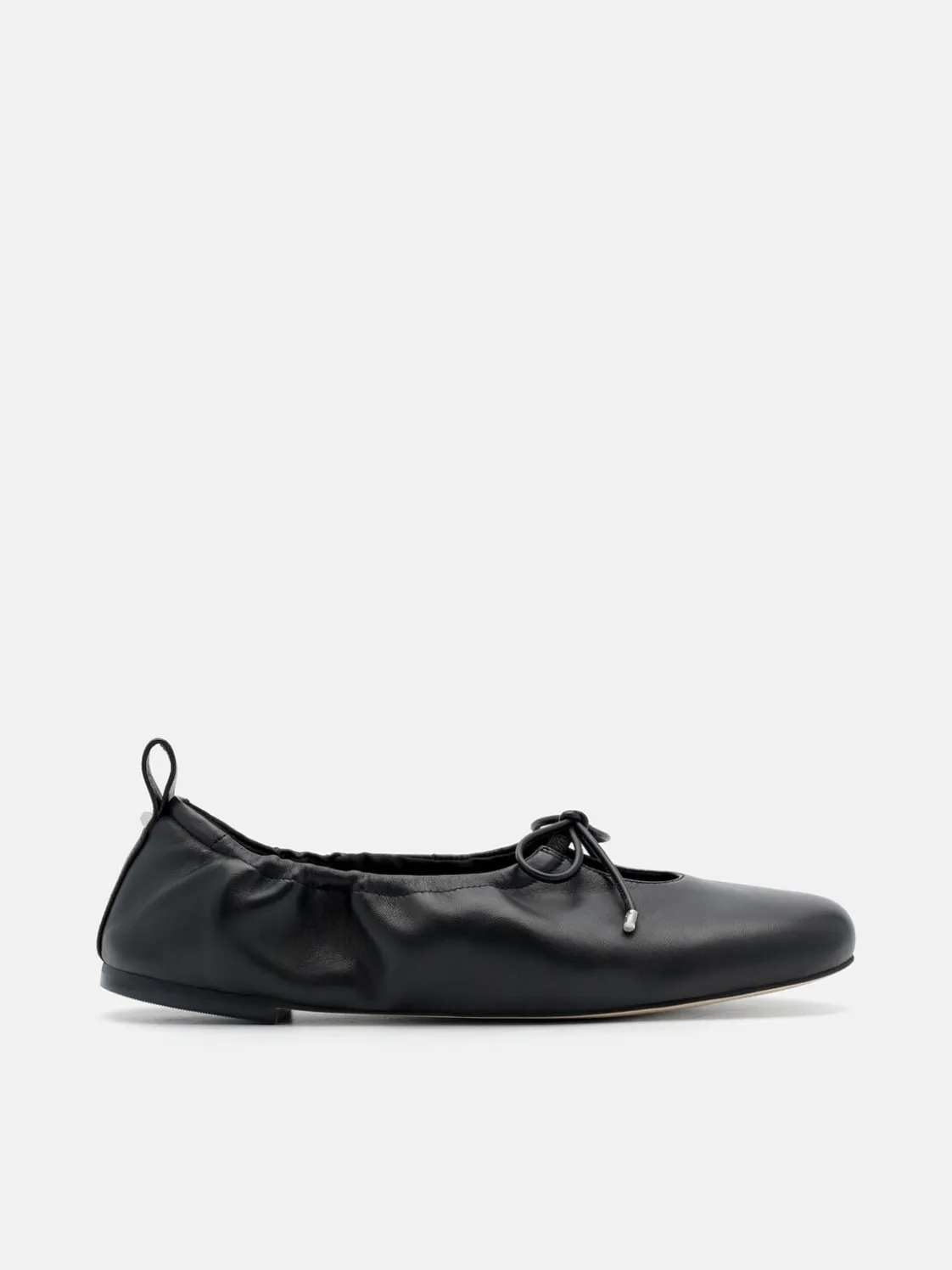 Leather Bowtie Ballerina Flats - Black