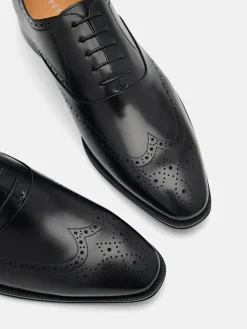 Leather Brogue Oxford Shoes - Black