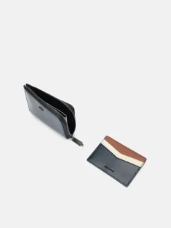 Leather Card Holder - Navy