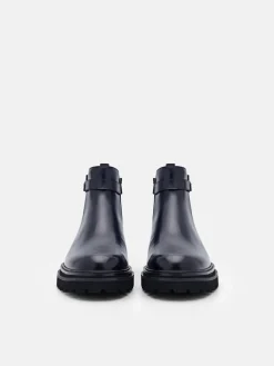 Leather Chelsea Boots - Navy