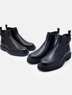 Leather Chelsea Boots - Navy