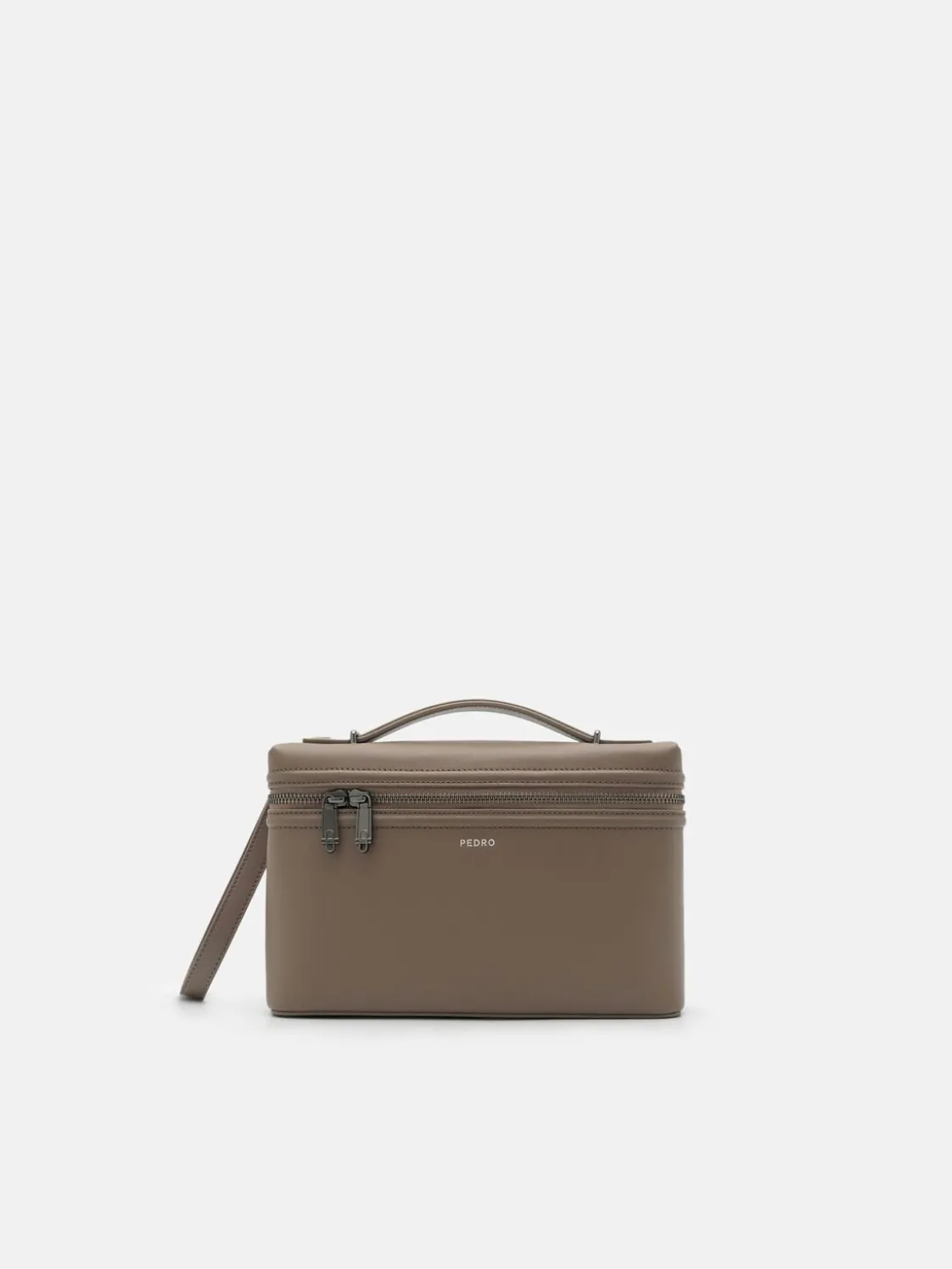 Leather Clutch Bag - Dark Taupe