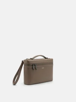 Leather Clutch Bag - Dark Taupe