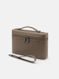 Leather Clutch Bag - Dark Taupe