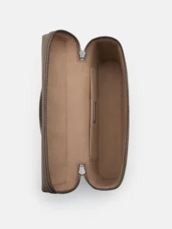 Leather Clutch Bag - Dark Taupe