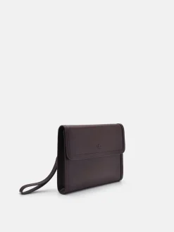Leather Clutch Bag - Mahogany