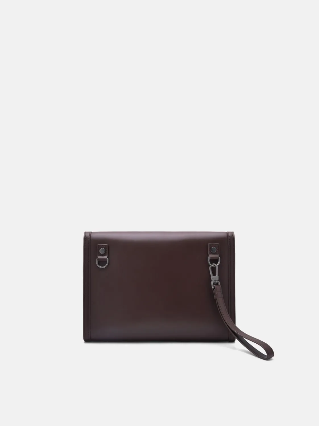 Leather Clutch Bag - Mahogany