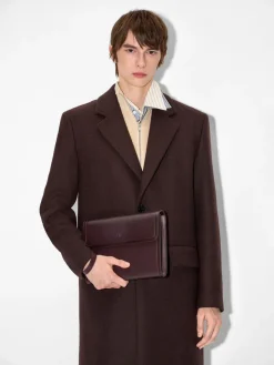 Leather Clutch Bag - Mahogany