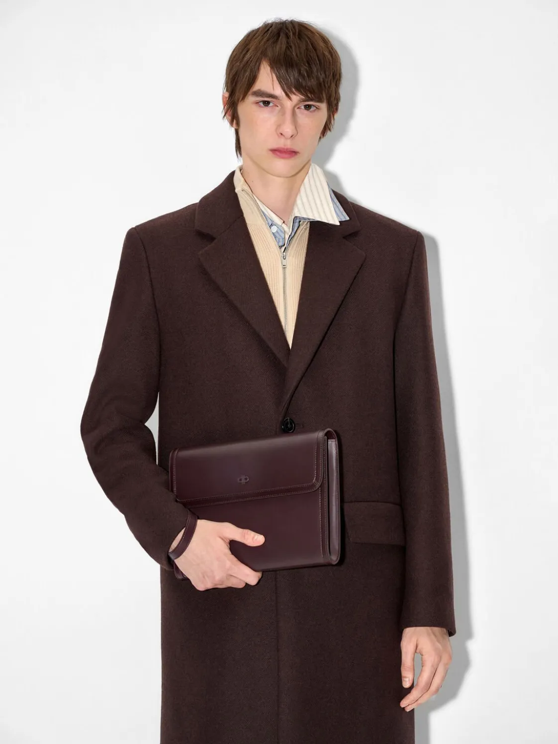 Leather Clutch Bag - Mahogany
