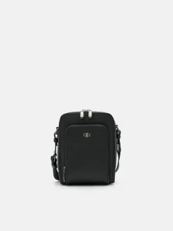 Leather Crossbody Bag - Black