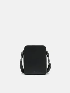 Leather Crossbody Bag - Black