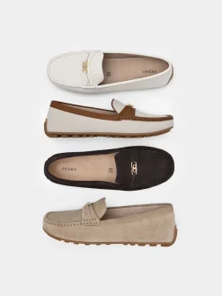 Leather Driving Shoes - Chalk