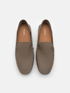 Leather Driving Shoes - Dark Taupe Tumble