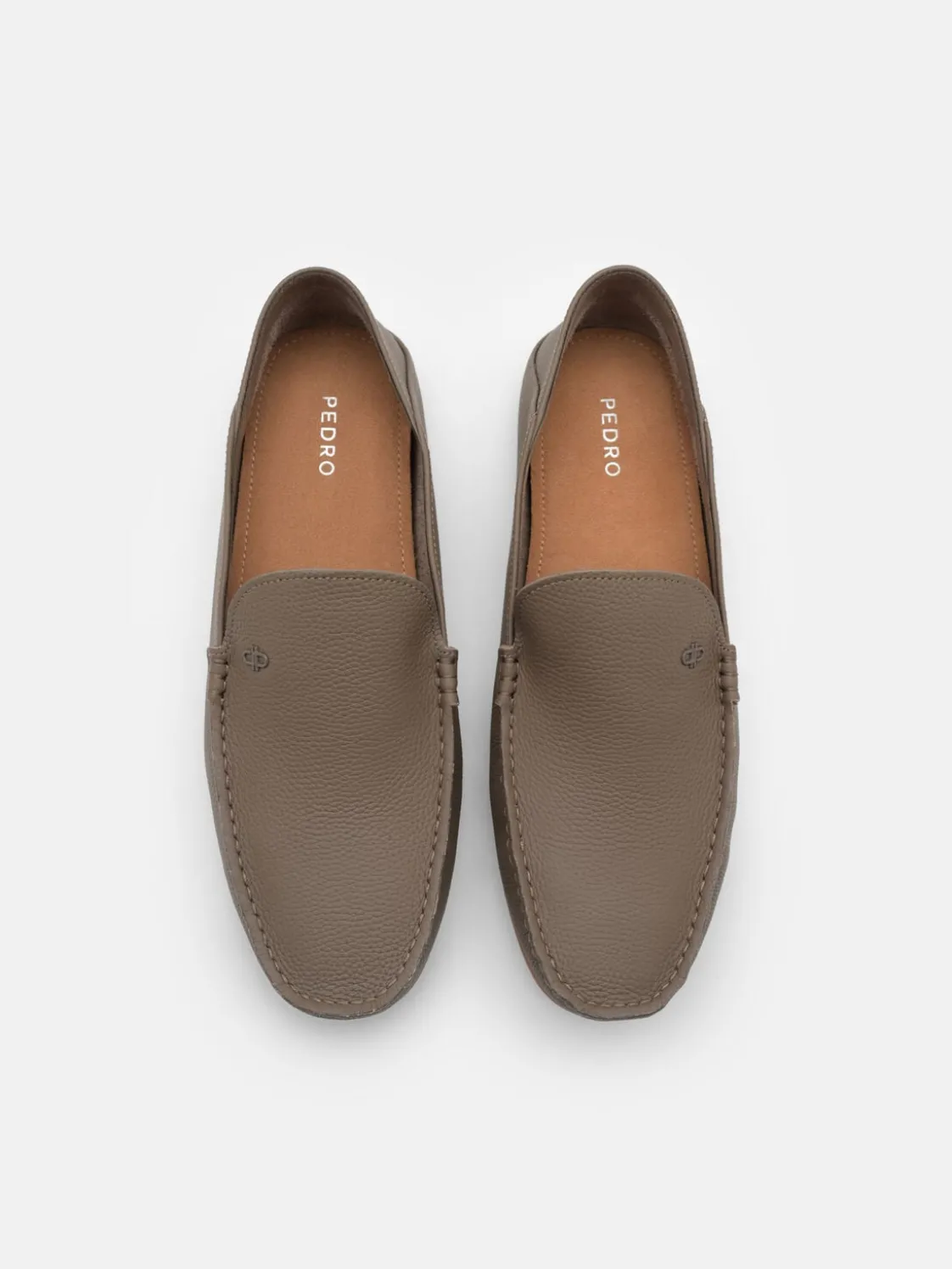 Leather Driving Shoes - Dark Taupe Tumble