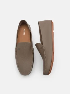 Leather Driving Shoes - Dark Taupe Tumble