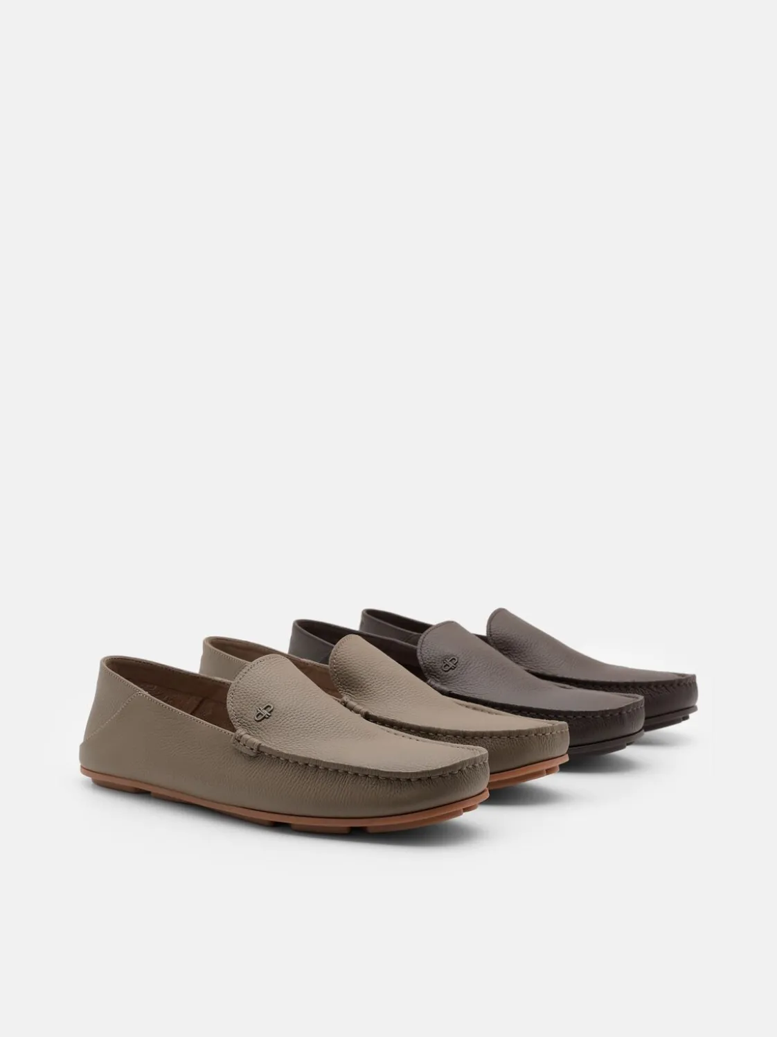 Leather Driving Shoes - Dark Taupe Tumble