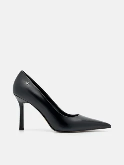 Leather Heel Pumps - Black