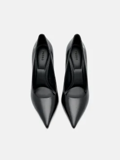 Leather Heel Pumps - Black