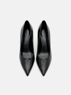 Leather Heel Pumps - Black