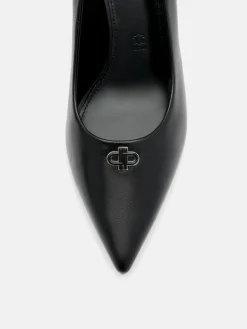 Leather Heel Pumps - Black