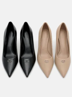Leather Heel Pumps - Black