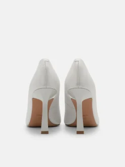Leather Heel Pumps - Silver