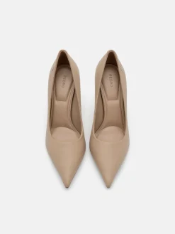Leather Heel Pumps - Taupe