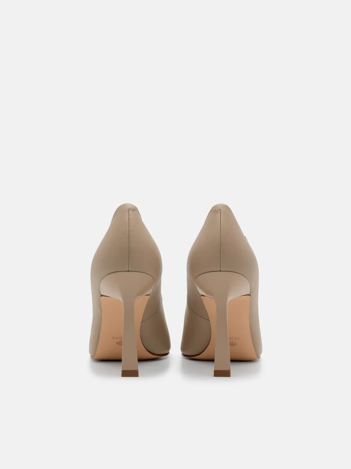 Leather Heel Pumps - Taupe