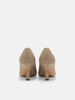 Leather Heel Pumps - Taupe