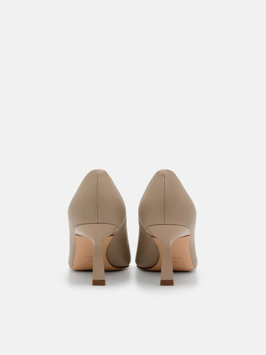 Leather Heel Pumps - Taupe