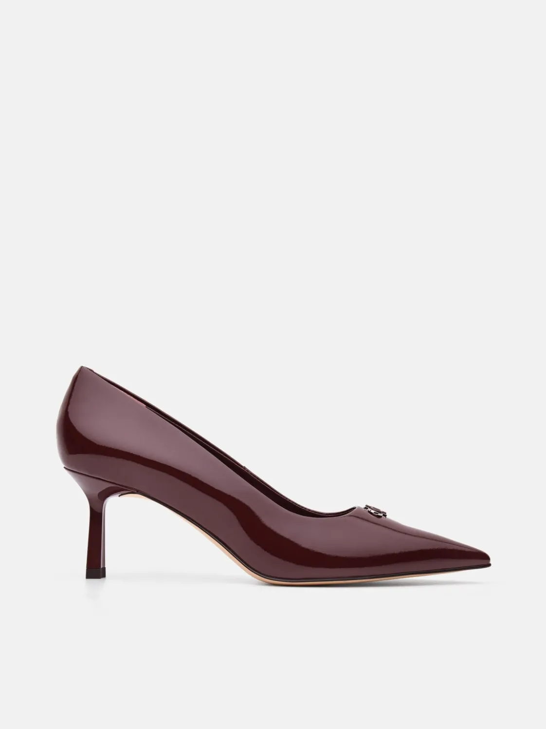Leather Heel Pumps - Wine