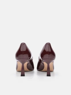 Leather Heel Pumps - Wine