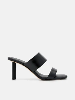 Leather Heel Sandals - Black