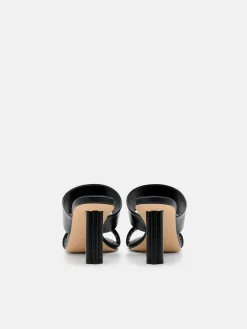 Leather Heel Sandals - Black