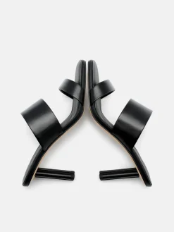 Leather Heel Sandals - Black