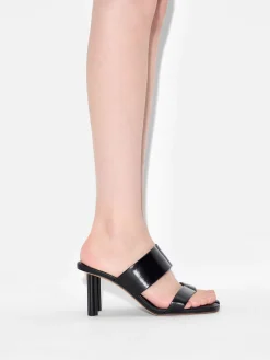 Leather Heel Sandals - Black