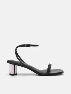 Leather Heel Sandals - Black