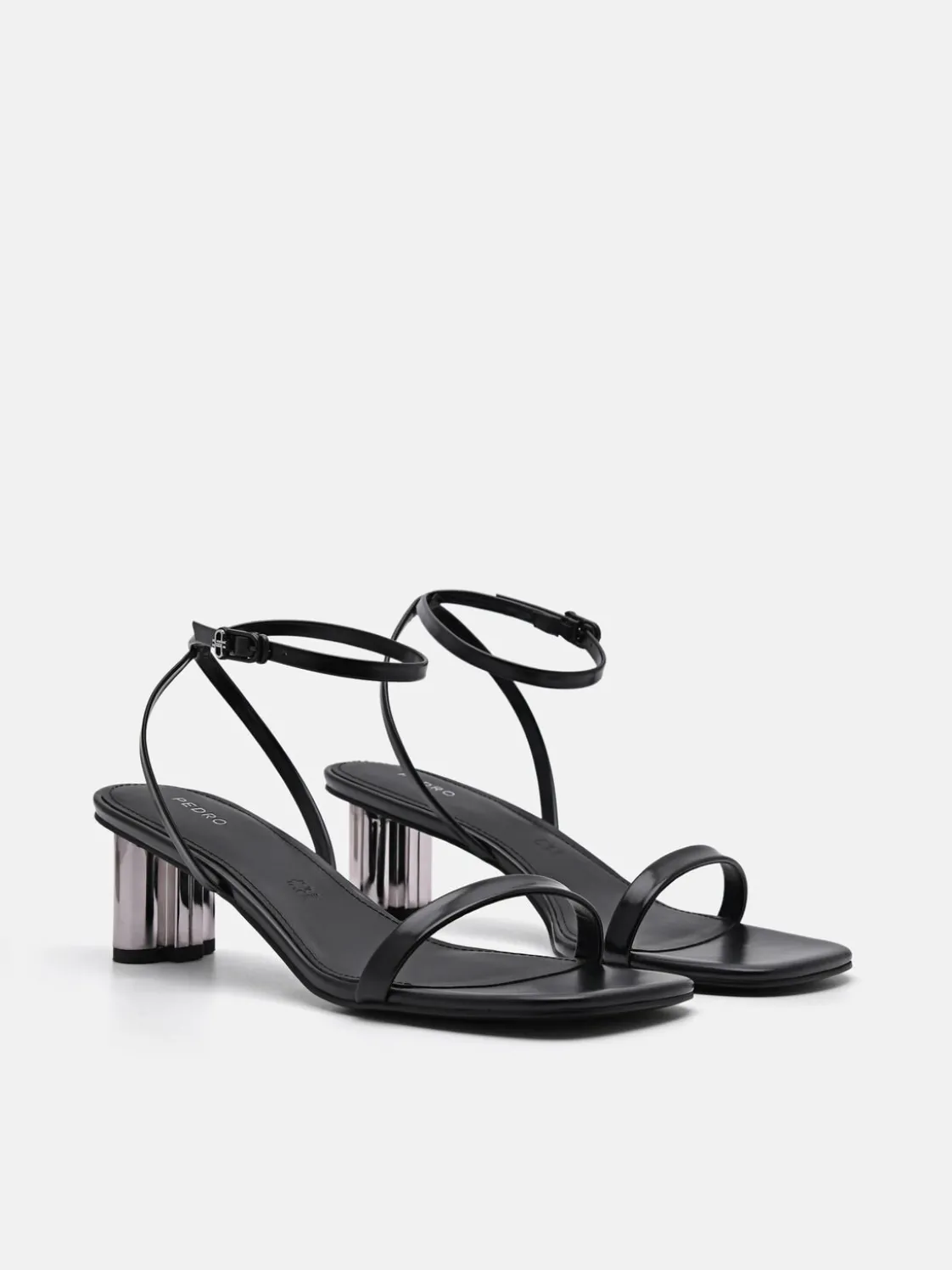 Leather Heel Sandals - Black